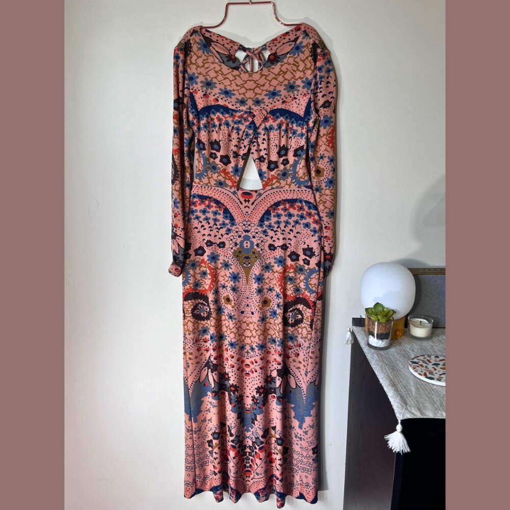 Free People Multicolor Floral Far Out Knit Long Sleeve Dress